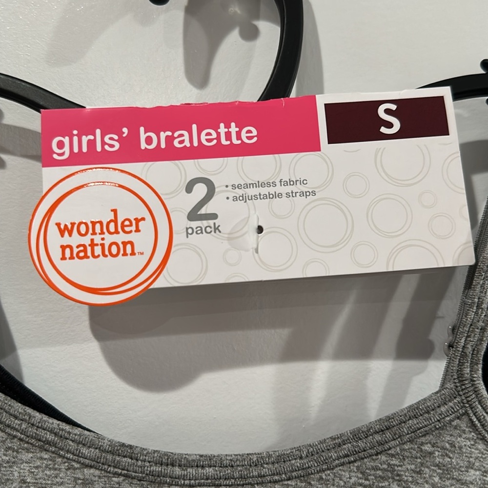 Wonder Nation Girls' Seamless Brami Recycled Bra, 2-Pack, Size Small - Picture 3 of 9